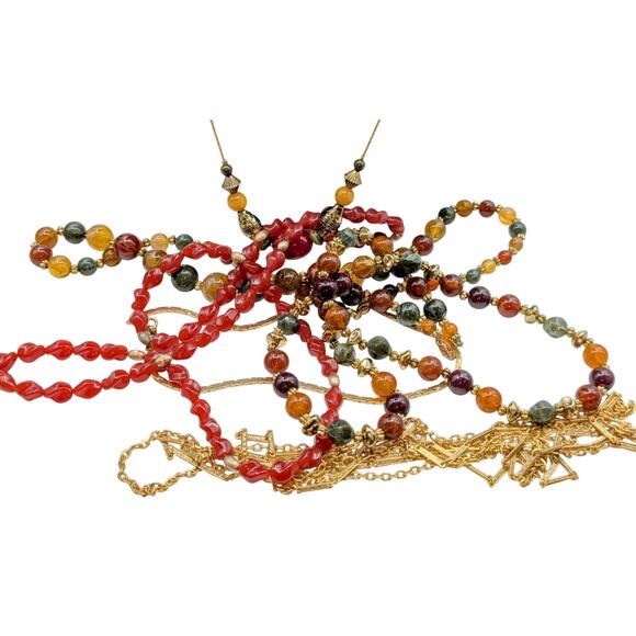 Mixed Lot of Fall Colors Gold Tone Six Layered Necklaces - Picture 5 of 7